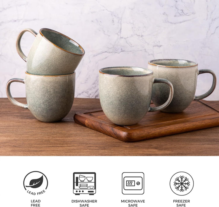 Mugology 12oz Ceramic Coffee Mugs – Set of 6 for Latte & Cocoa