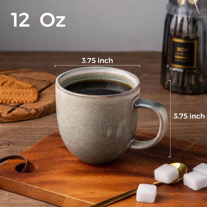 Mugology 12oz Ceramic Coffee Mugs – Set of 6 for Latte & Cocoa
