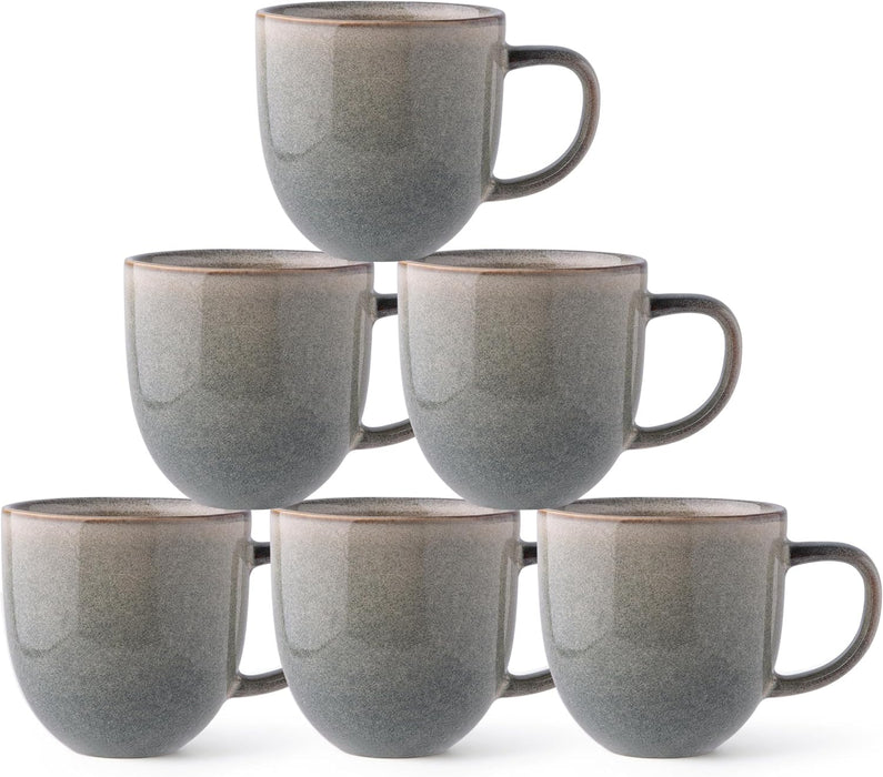 Mugology 12oz Ceramic Coffee Mugs – Set of 6 for Latte & Cocoa