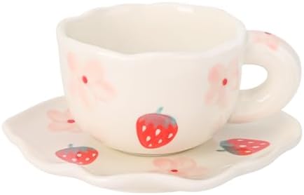 Mugology Strawberry Flower Coffee Cup & Saucer – 6oz
