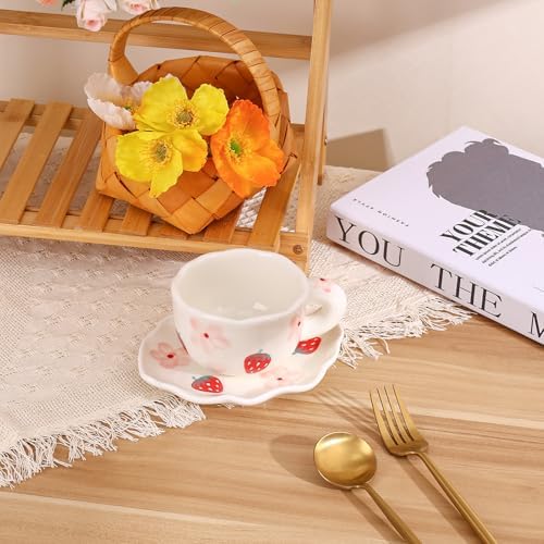 Mugology Strawberry Flower Coffee Cup & Saucer – 6oz