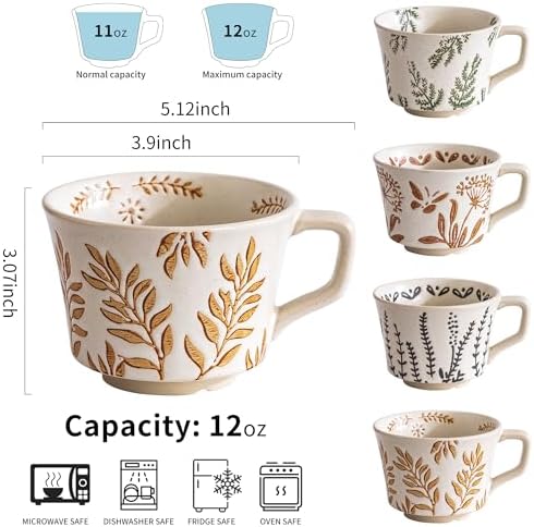 Mugology Ceramic Coffee Mug Set – 11oz, 2 Cups & Spoons
