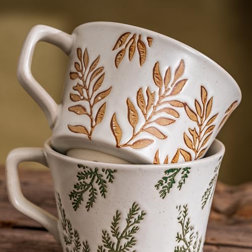 Mugology Ceramic Coffee Mug Set – 11oz, 2 Cups & Spoons